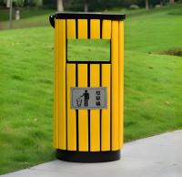 戶外園林圓柱形鋼木垃圾桶打造實用美觀的環(huán)保衛(wèi)士